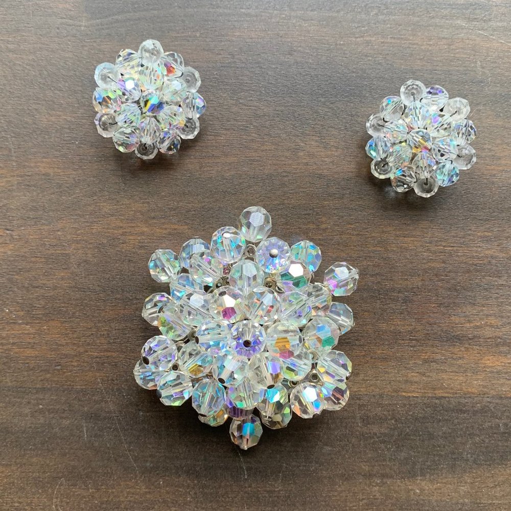 Vintage Clip on Earrings with matching Brooch